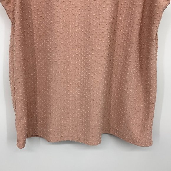 Adrianna Papell Top Pink Swiss Dot Sleeveless Ruffle Keyhole - Picture 8 of 8